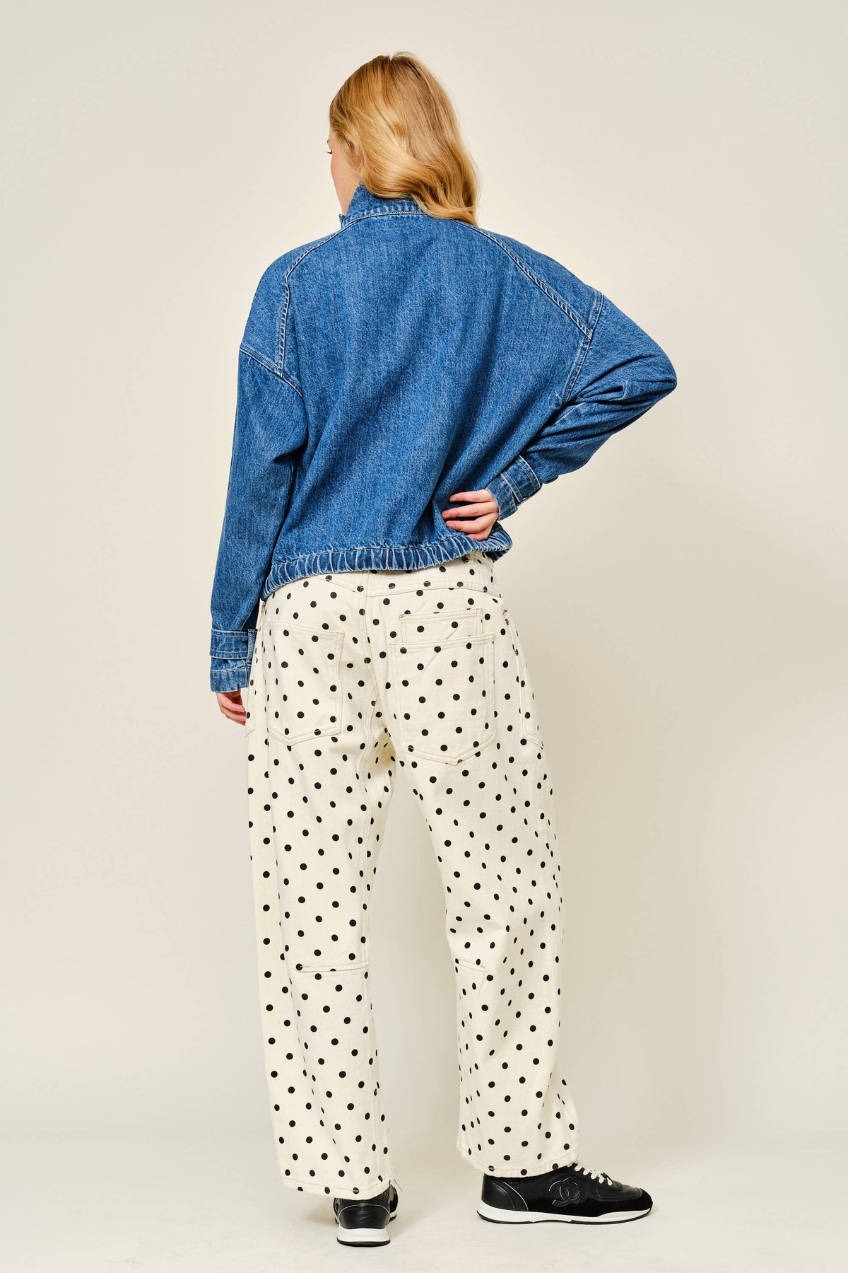 Aaron & Amber PULLOVER DRAWSTRING HEM DENIM JACKET