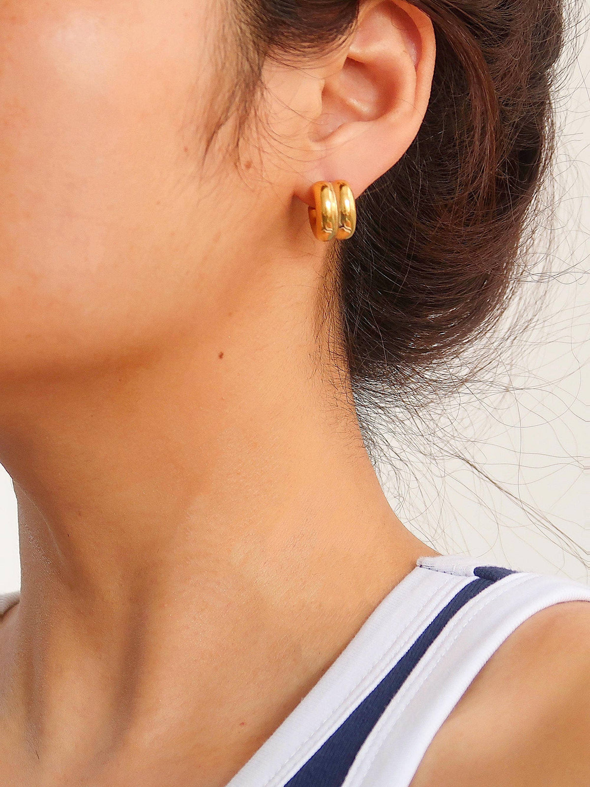 Flanerie Emma Non-Tarnish Double C-Hoop Earring
