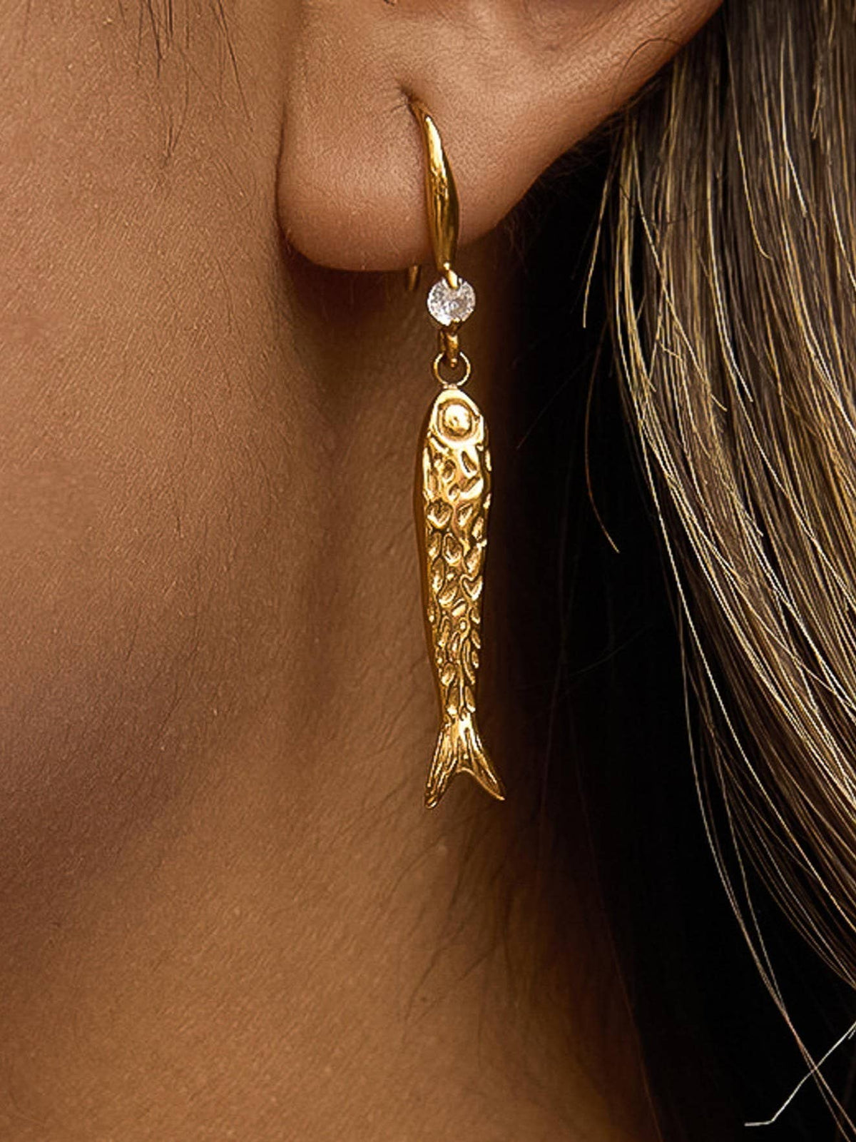 Flanerie Calypsa 18K Gold Non-Tarnish Fish Charm Drop Earrings