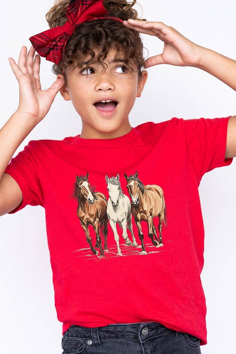 ColorBear Three Horses Western Kids Graphic Tee