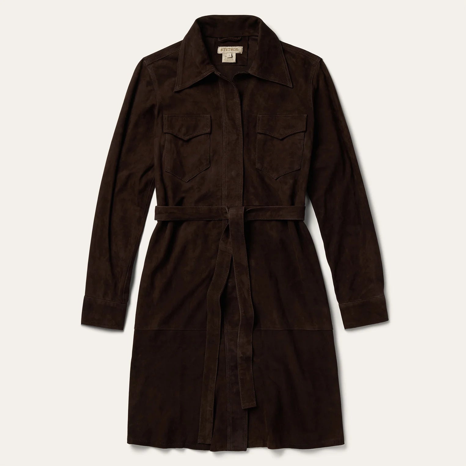 Ladies - Stetson Chocolate Brown Lamb Skin Shirt Dress