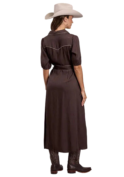 Women's Stetson Brown Rayon Crepe Long Dress