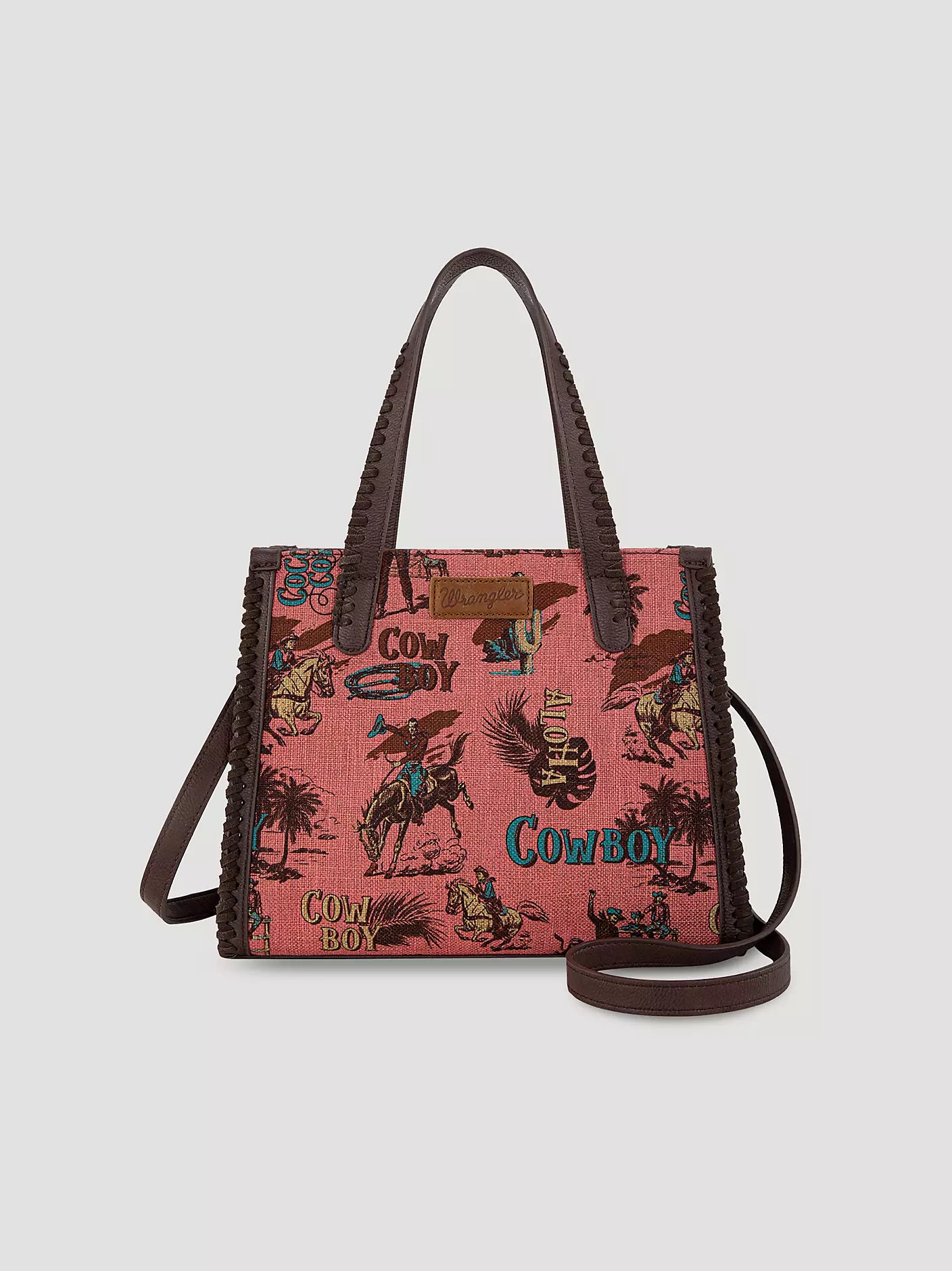 Wrangler Aloha Cowboy Print Small Tote Pink