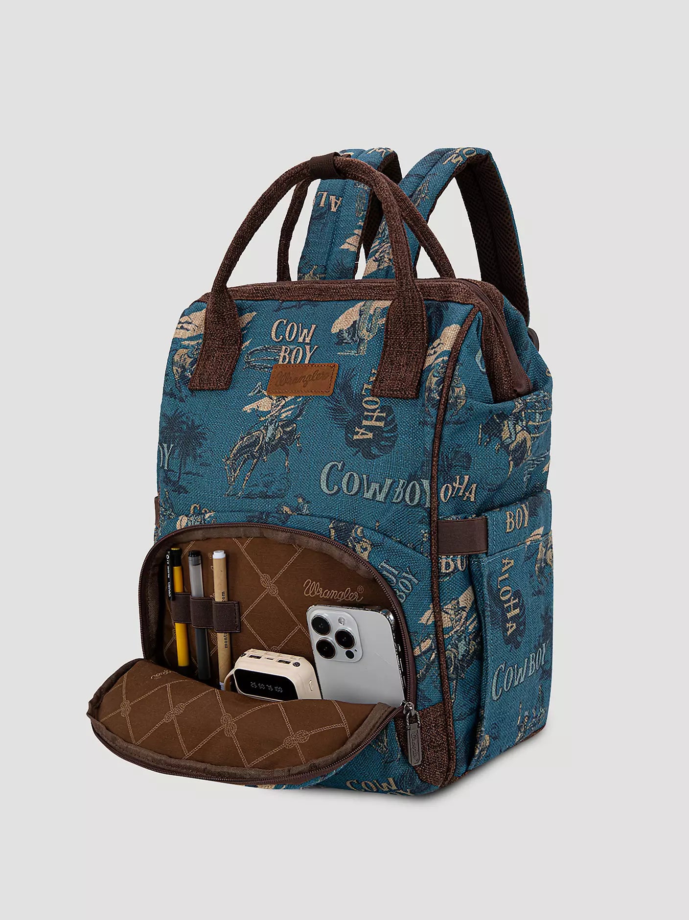Wrangler Aloha Cowboy Print Backpack Blue