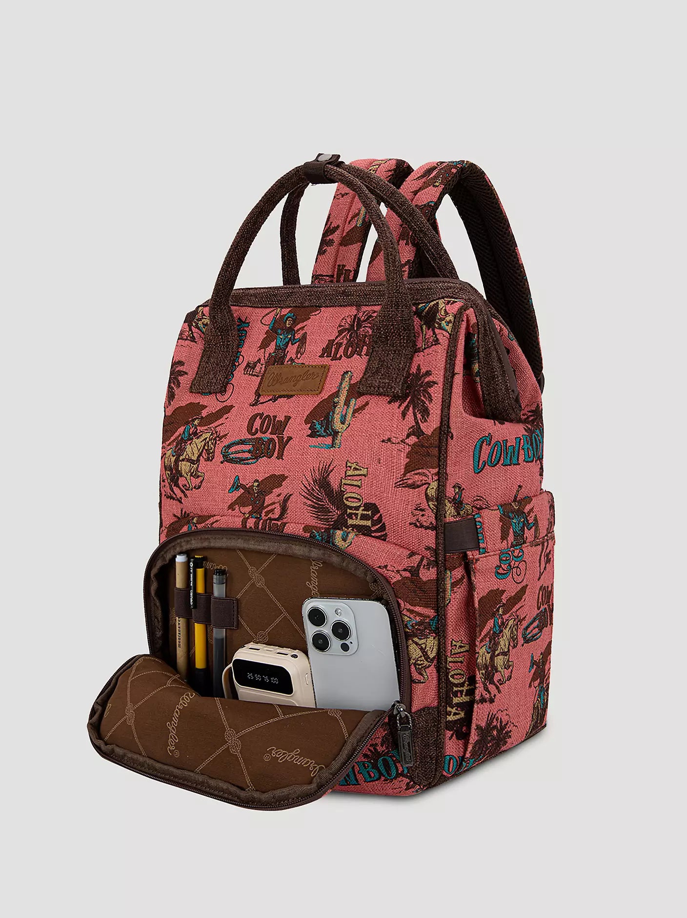 Wrangler Aloha Cowboy Print Backpack Pink