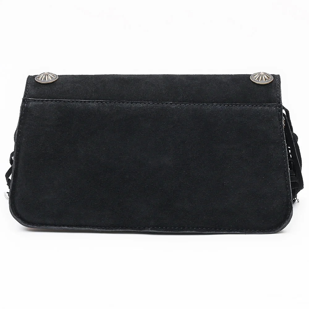 American Darling Western Suede Leather Cross body Bag with Concho and Fringes