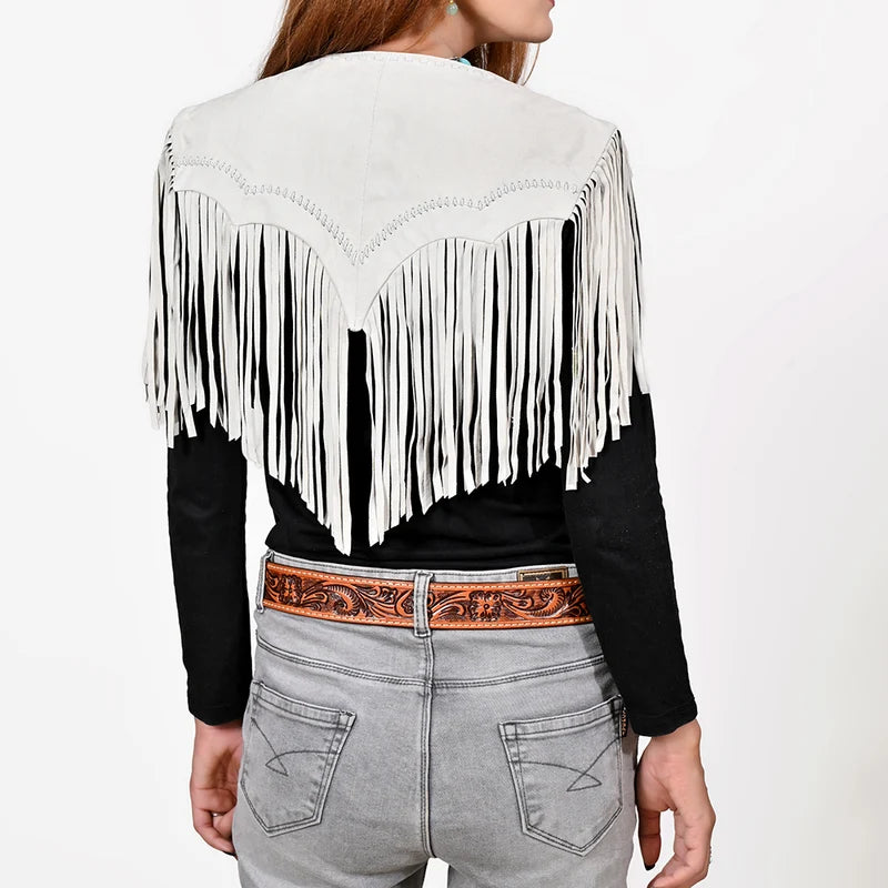 American Darling Real Suede Leather Western Fringe Apparel Cape