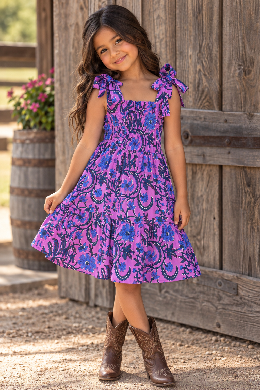 Lilbelle Joy Bow Girl Dress- Mix Violet