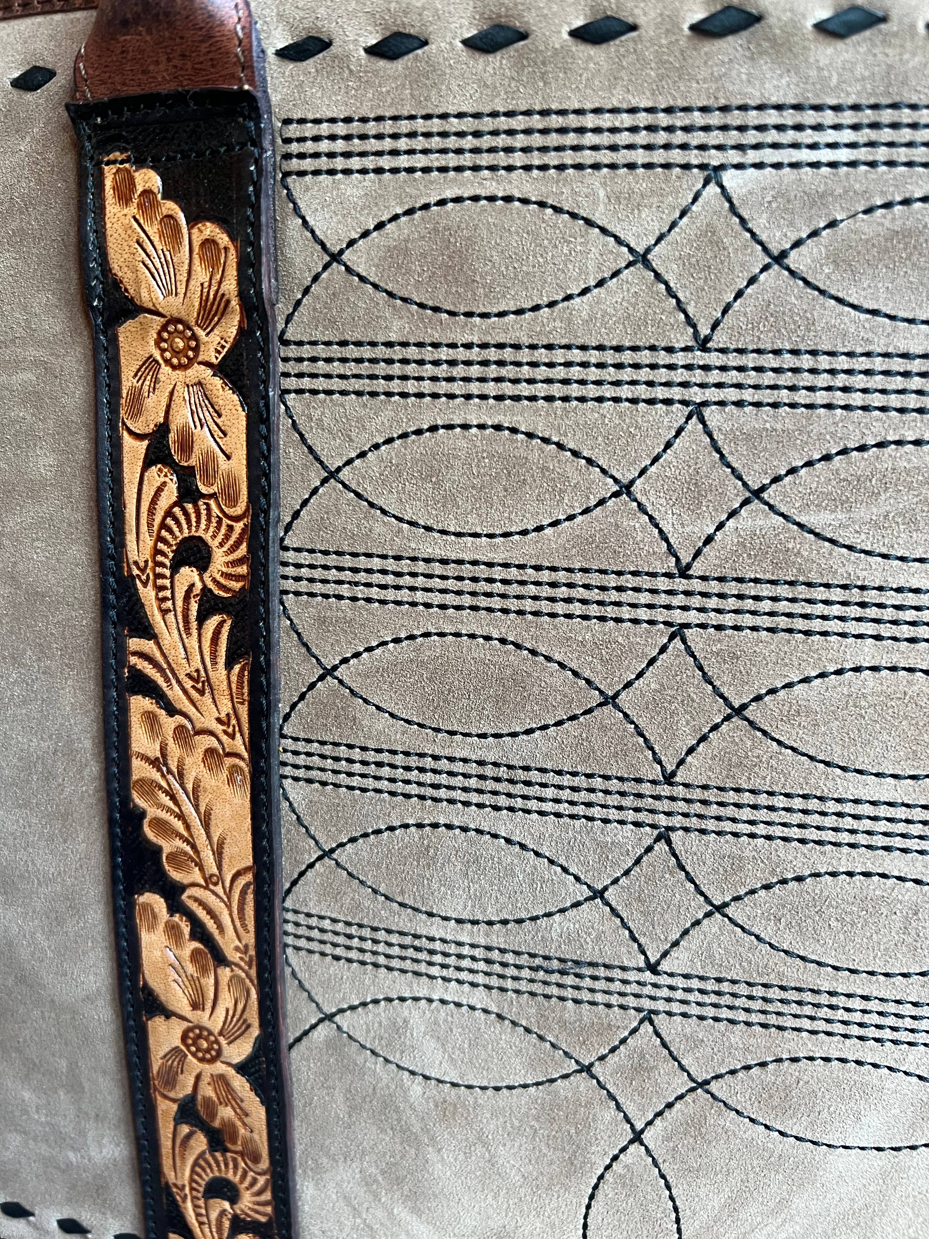 Westrian International Western Boot Stitch Tooled Leather Laptop Bag