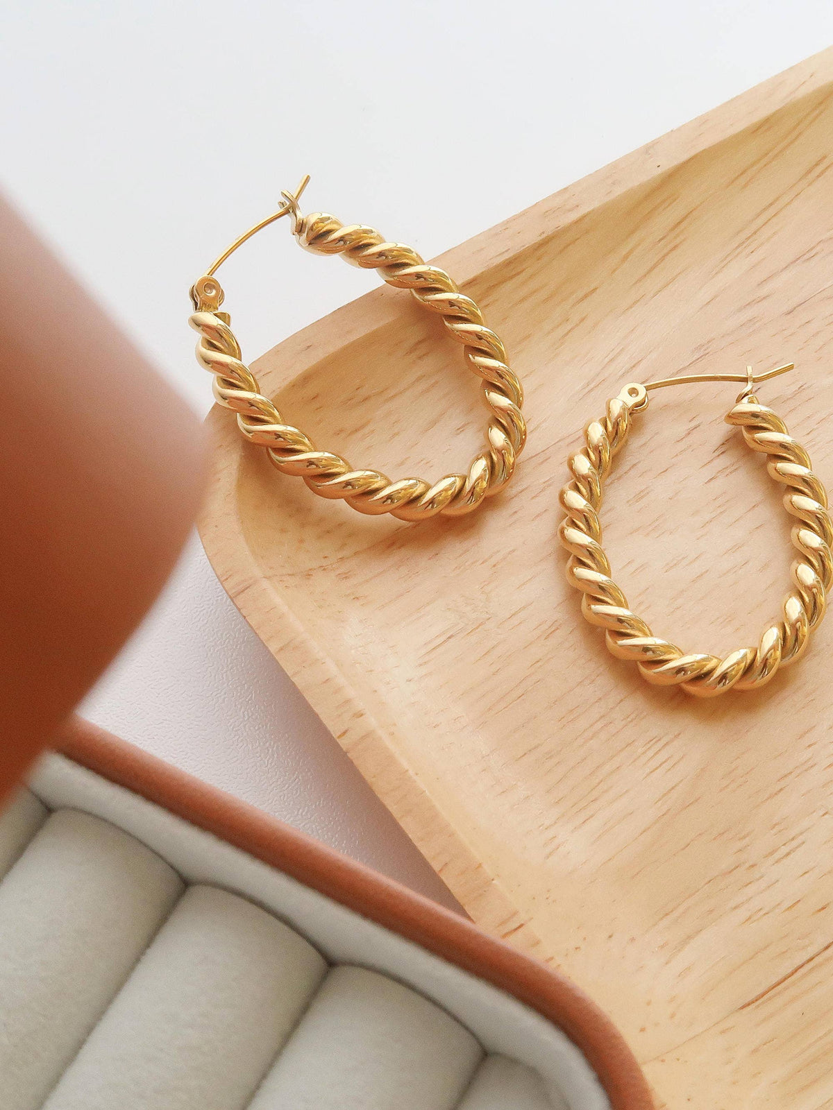 Flanerie Brook Gold Non-Tarnish Braided Hoop Earring