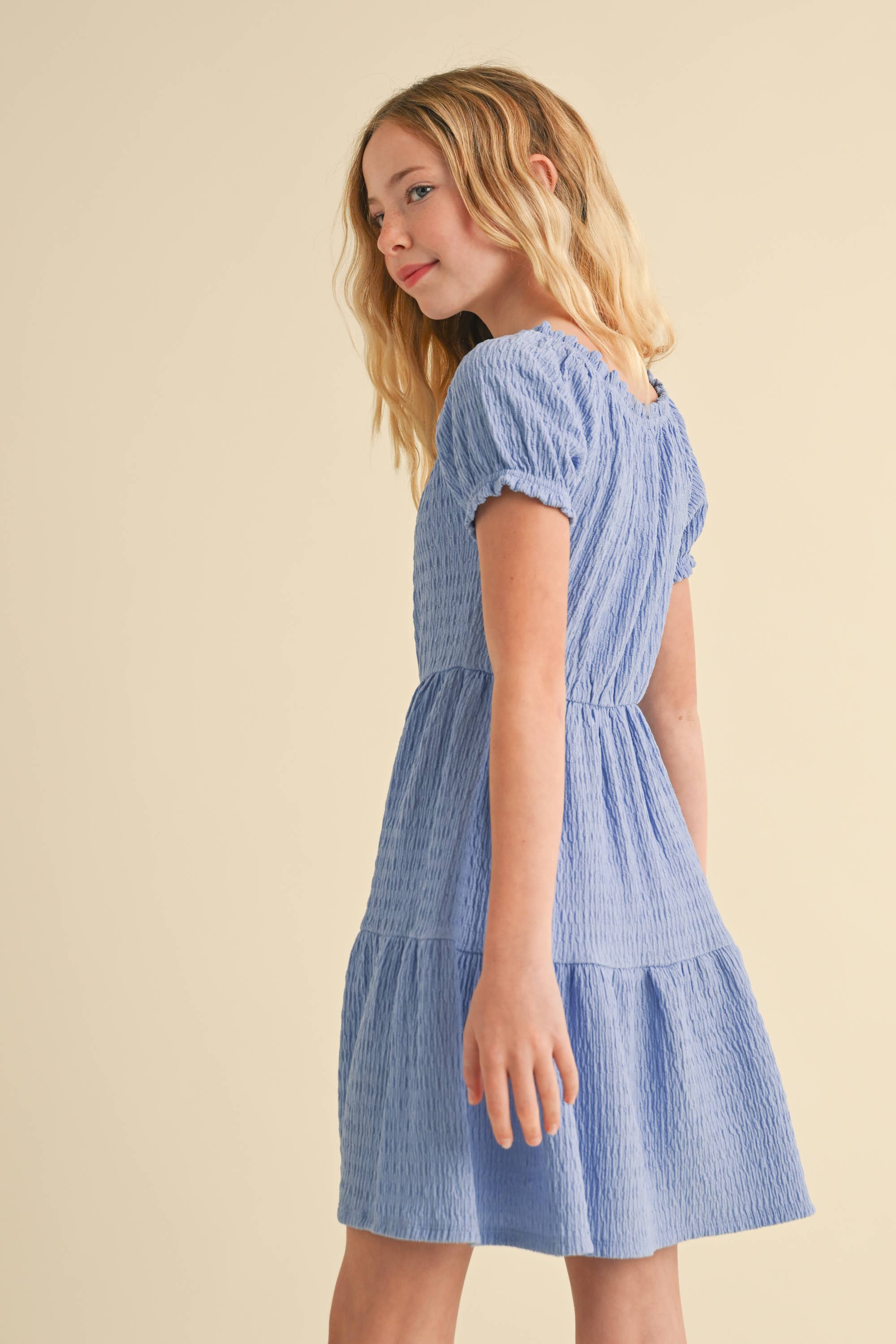 Heart and Arrow Girls Puff Sleeve Tired Dress
