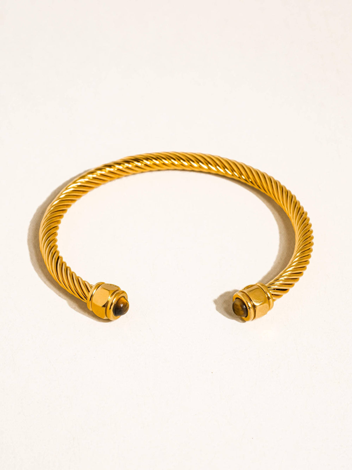 Flanerie Vail 18K Gold Non-Tarnish Stone Braided Bangle