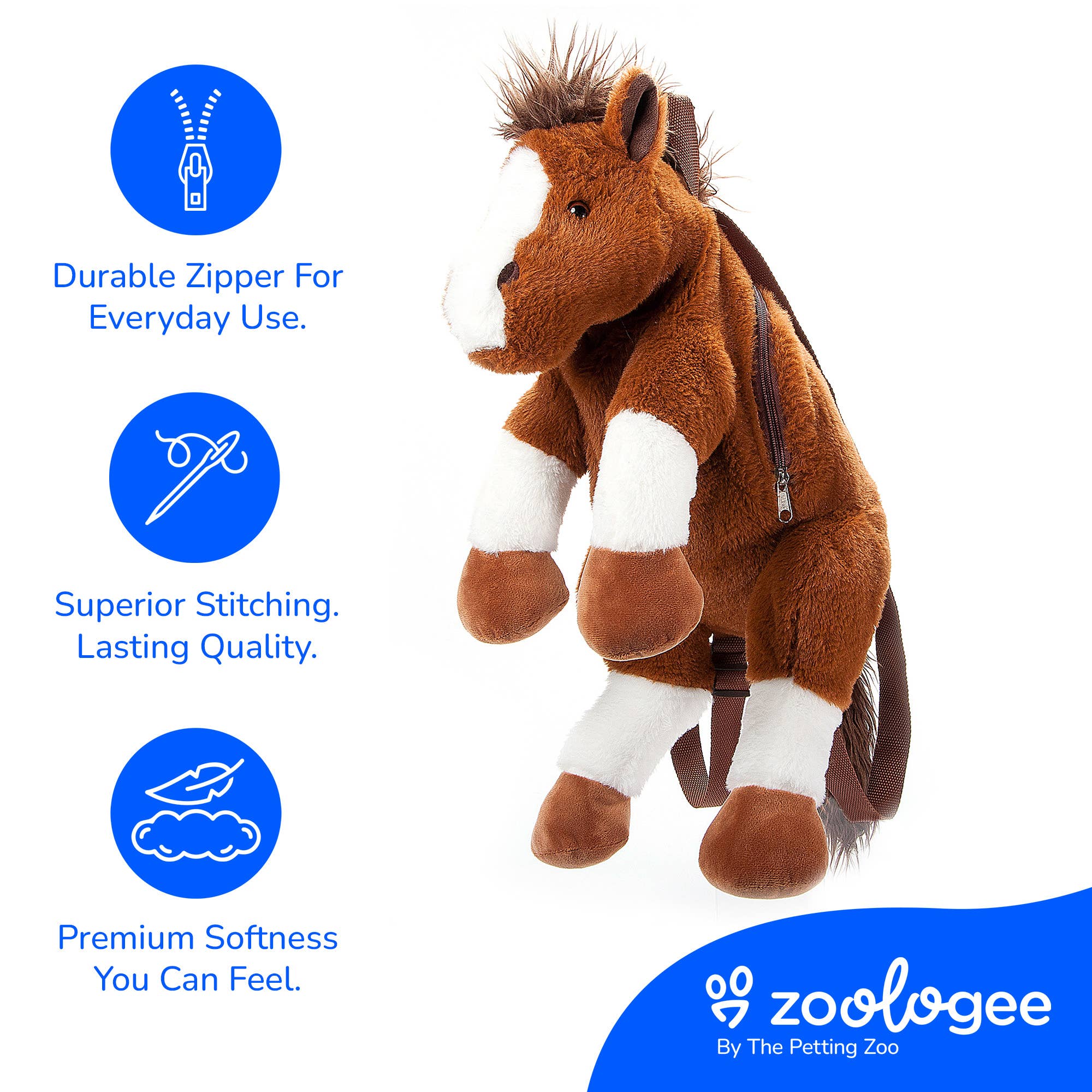 Wearable Plush Horse Backpack 20" Farm/Barnyard Animal