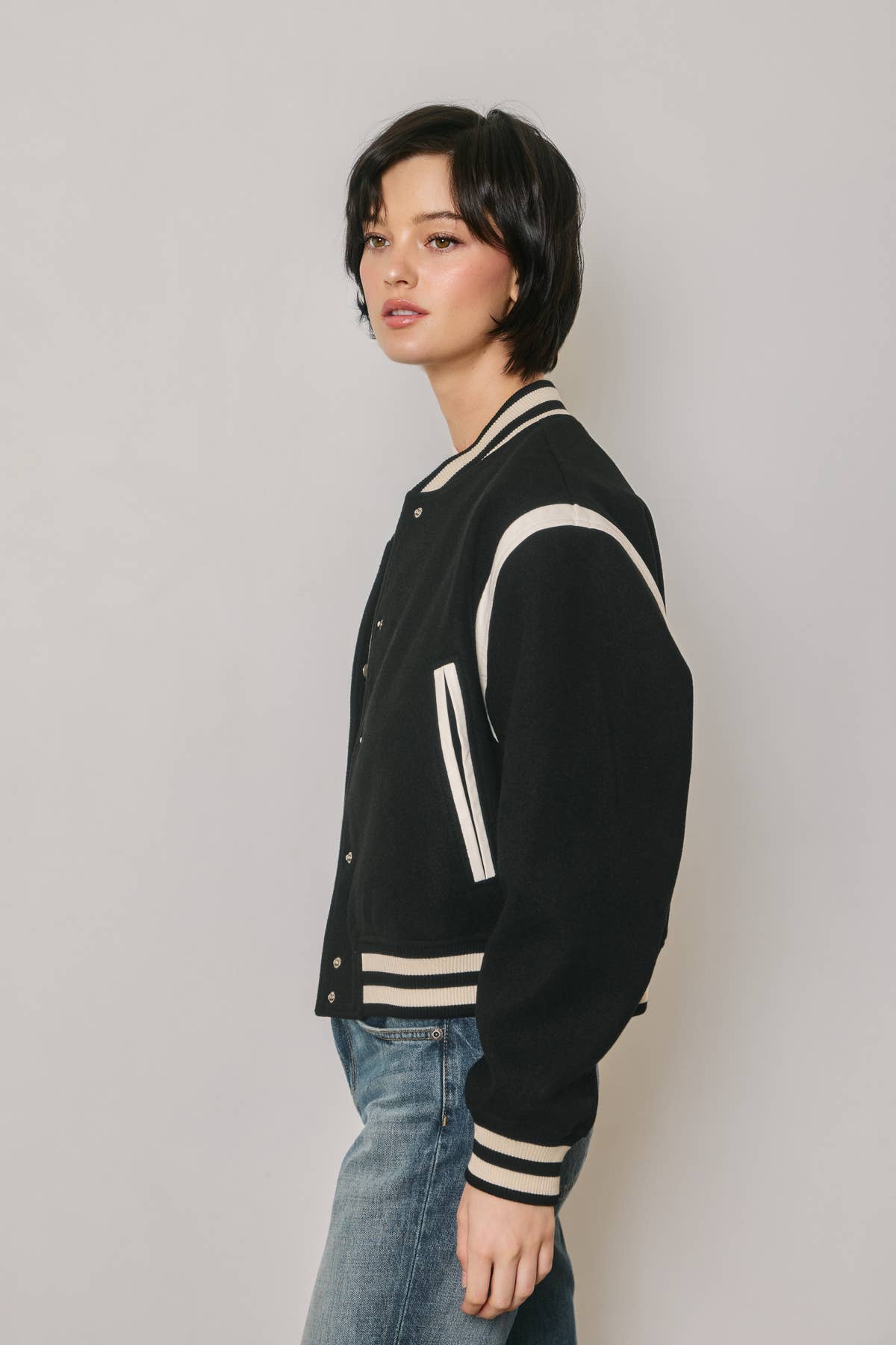 Shrunken Varsity Bomber Jacket