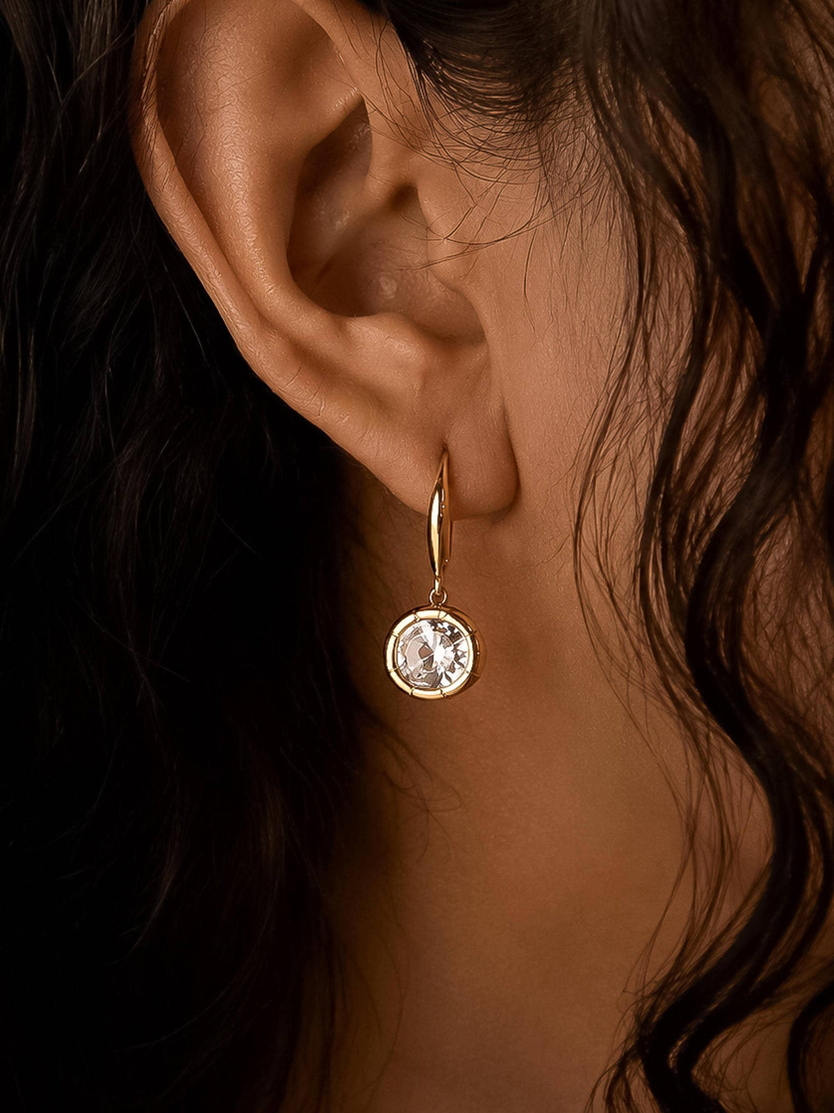 Flanerie Rebekah 18K Gold Non-Tarnish Oval CZ Earrings