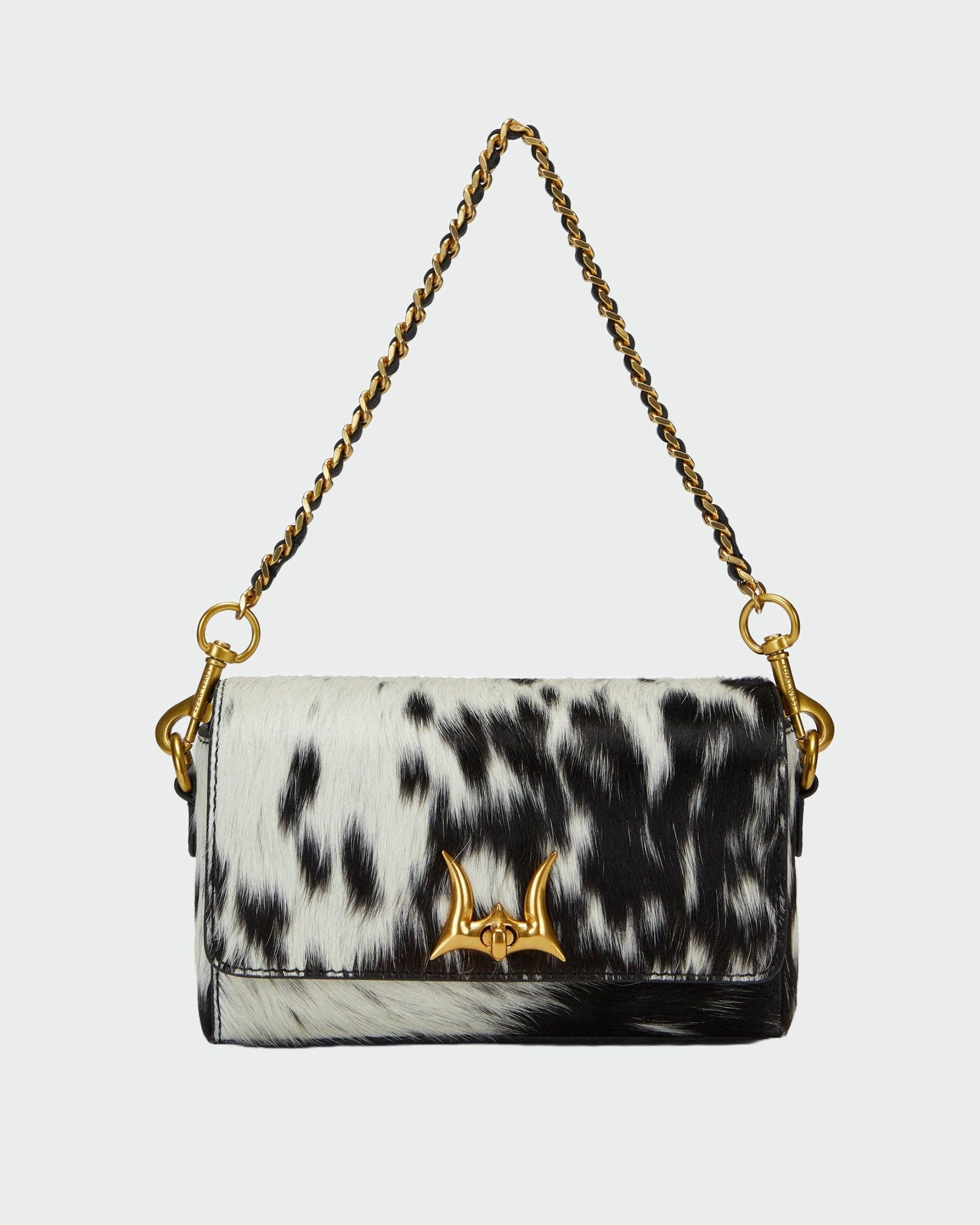 Myra Loyal West Savi Mini Bag In Black & White Cowhide