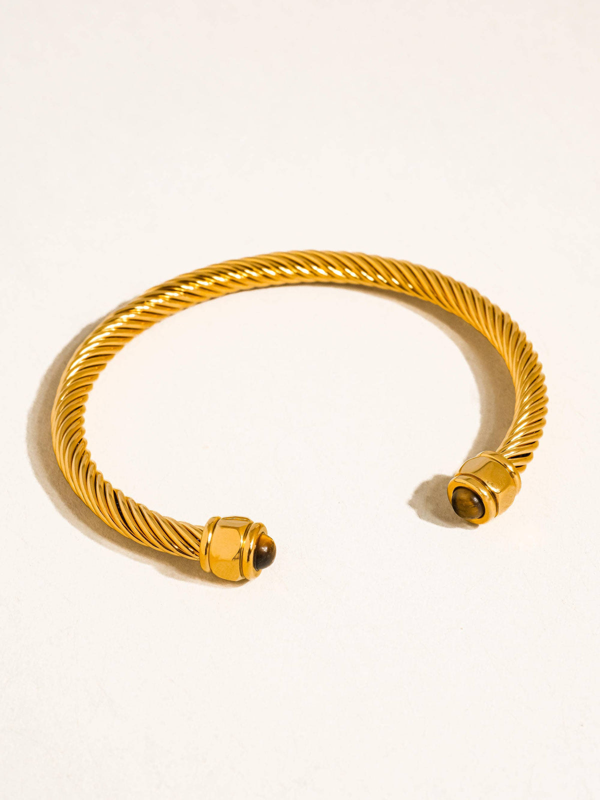 Flanerie Vail 18K Gold Non-Tarnish Stone Braided Bangle