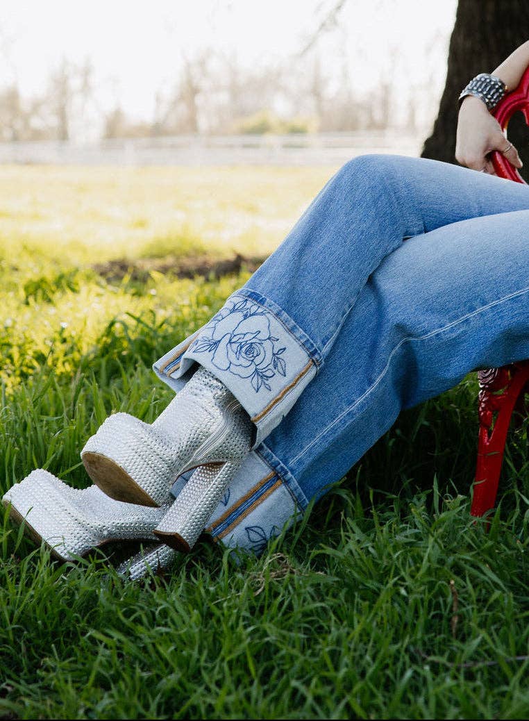 Rodeo Quincy Rowdy Rose Cuff Jeans
