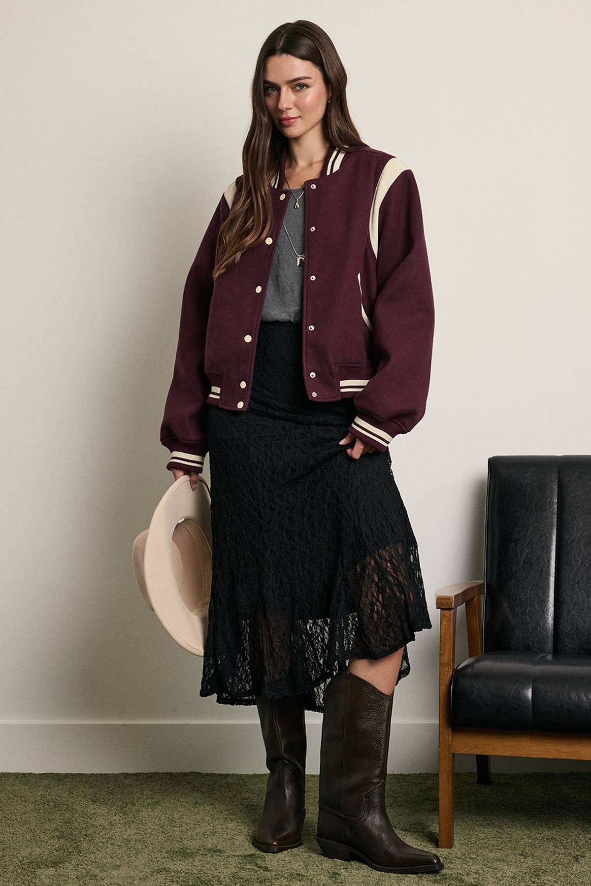Raisonnel Quilting Vintage Varsity Bomber Jacket