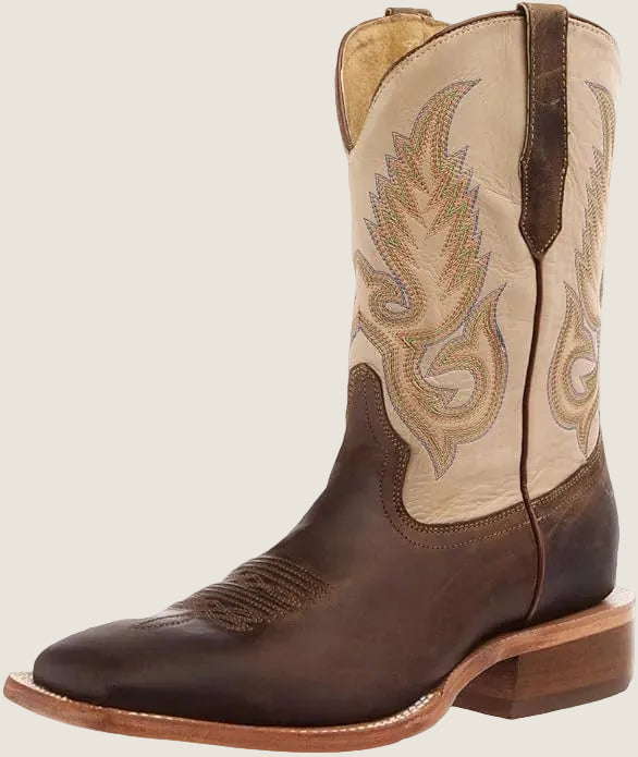 R. Watson Men's Boots Mad Brown Goat Leather & Ivory Cowhide