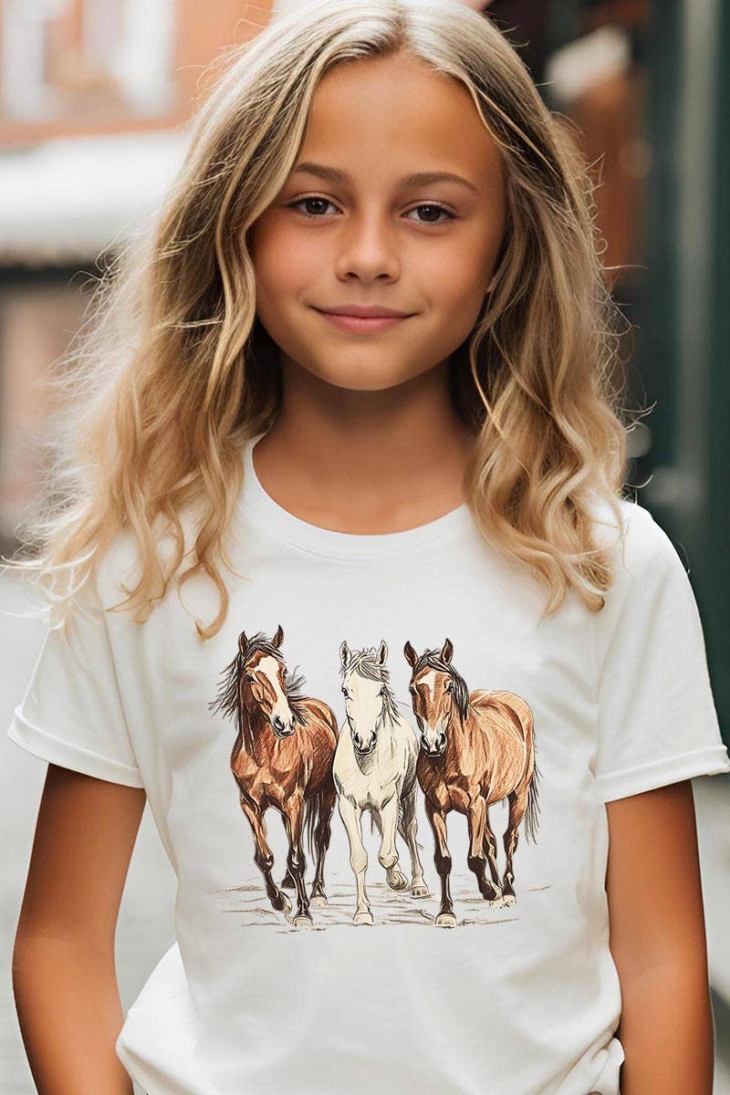 ColorBear Three Horses Western Kids Graphic Tee