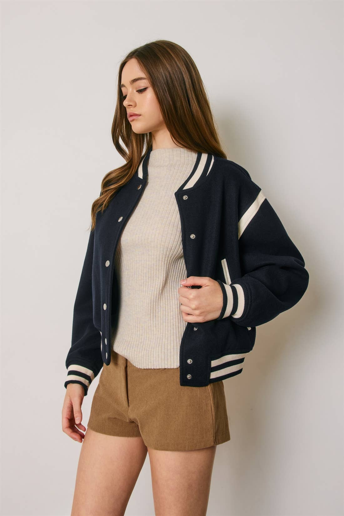 Shrunken Varsity Bomber Jacket