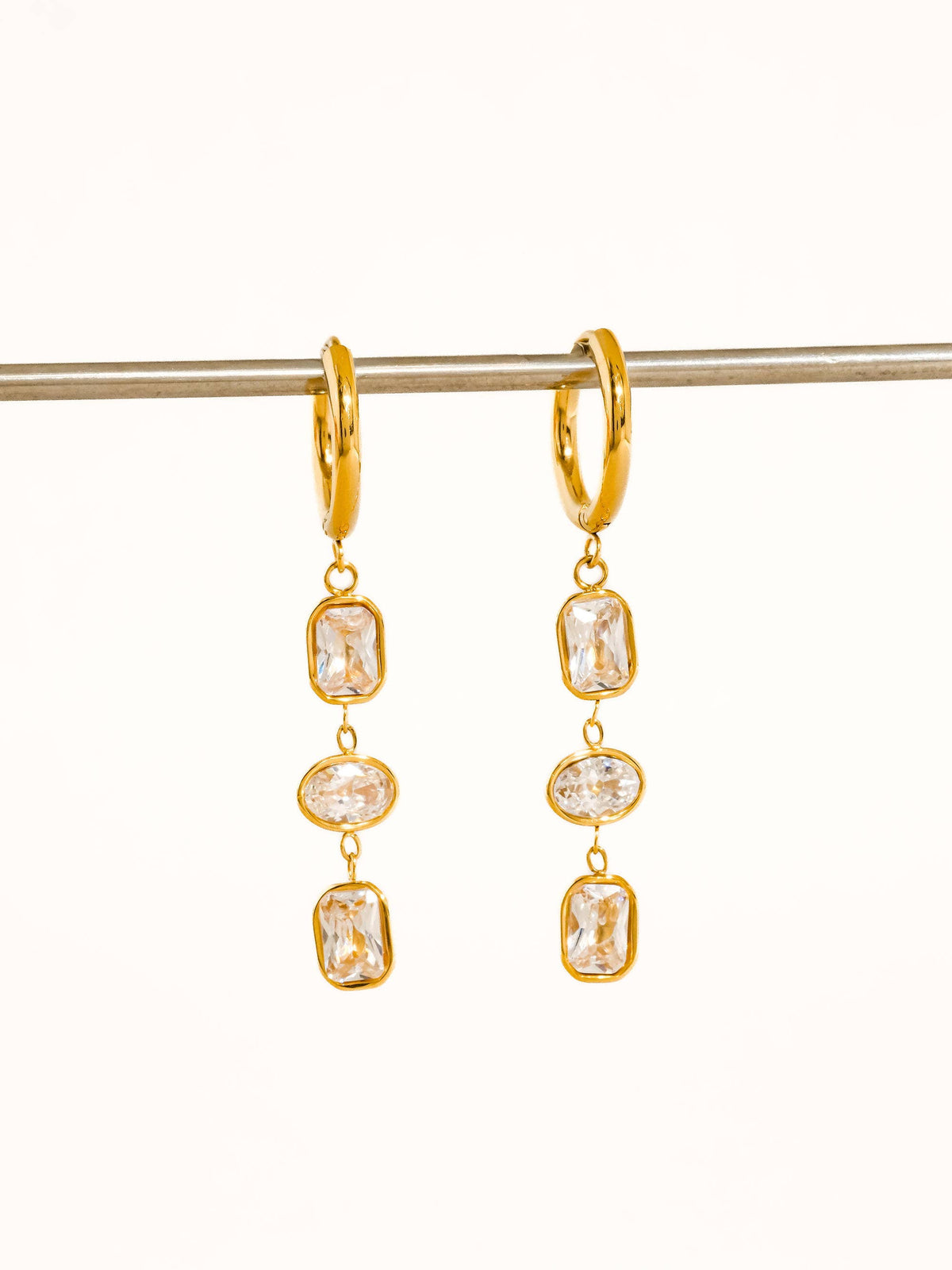 Flanerie Sunniva 18K Gold Non-Tarnish CZ Triple Drop Earrings