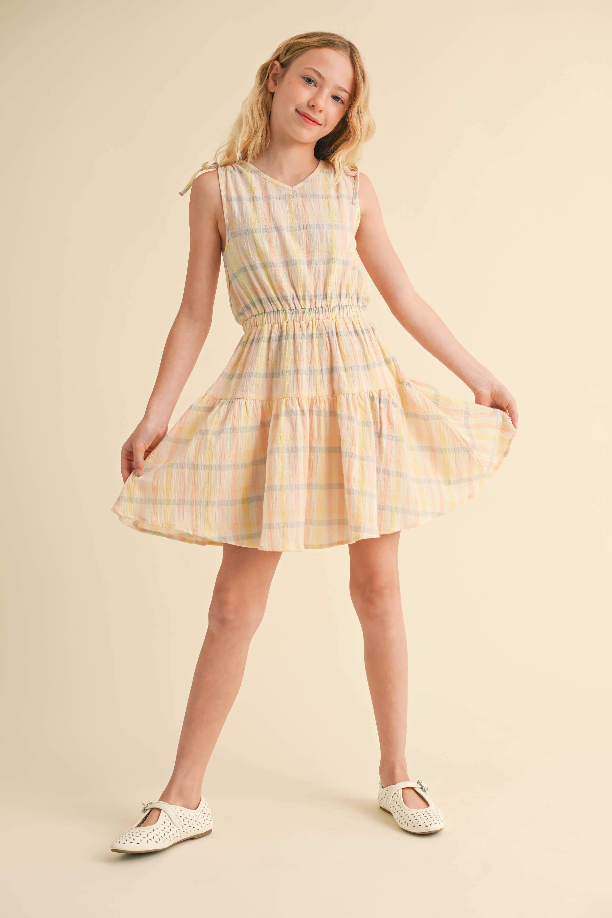 Heart and Arrow Girls Ruched Shoulder Sundress