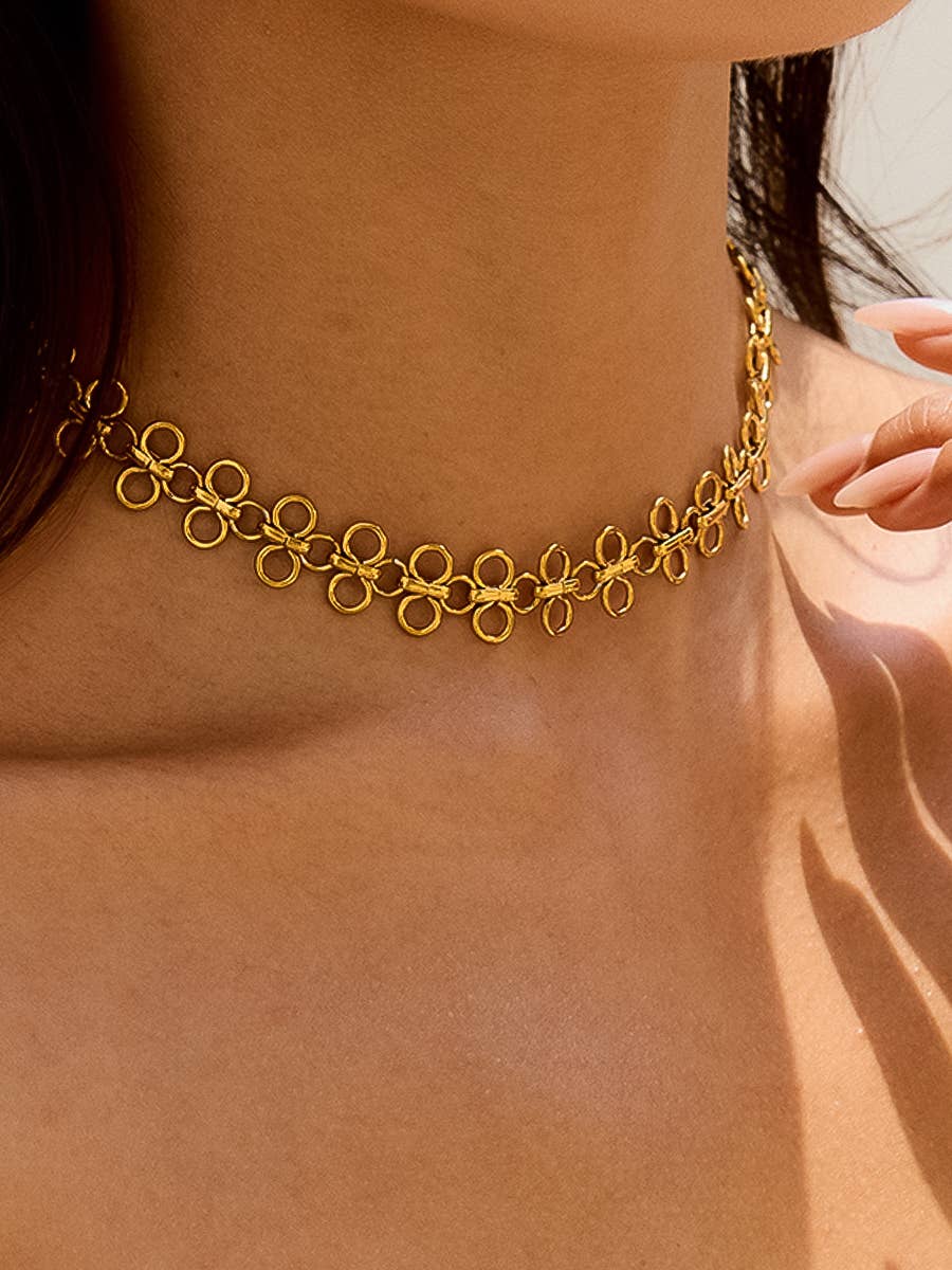 Flanerie Ritza 18K Gold Non-Tarnish Patterned Choker