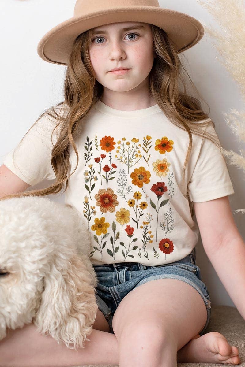 Colorbear Retro Pressed Wildflowers Kids Graphic Tee