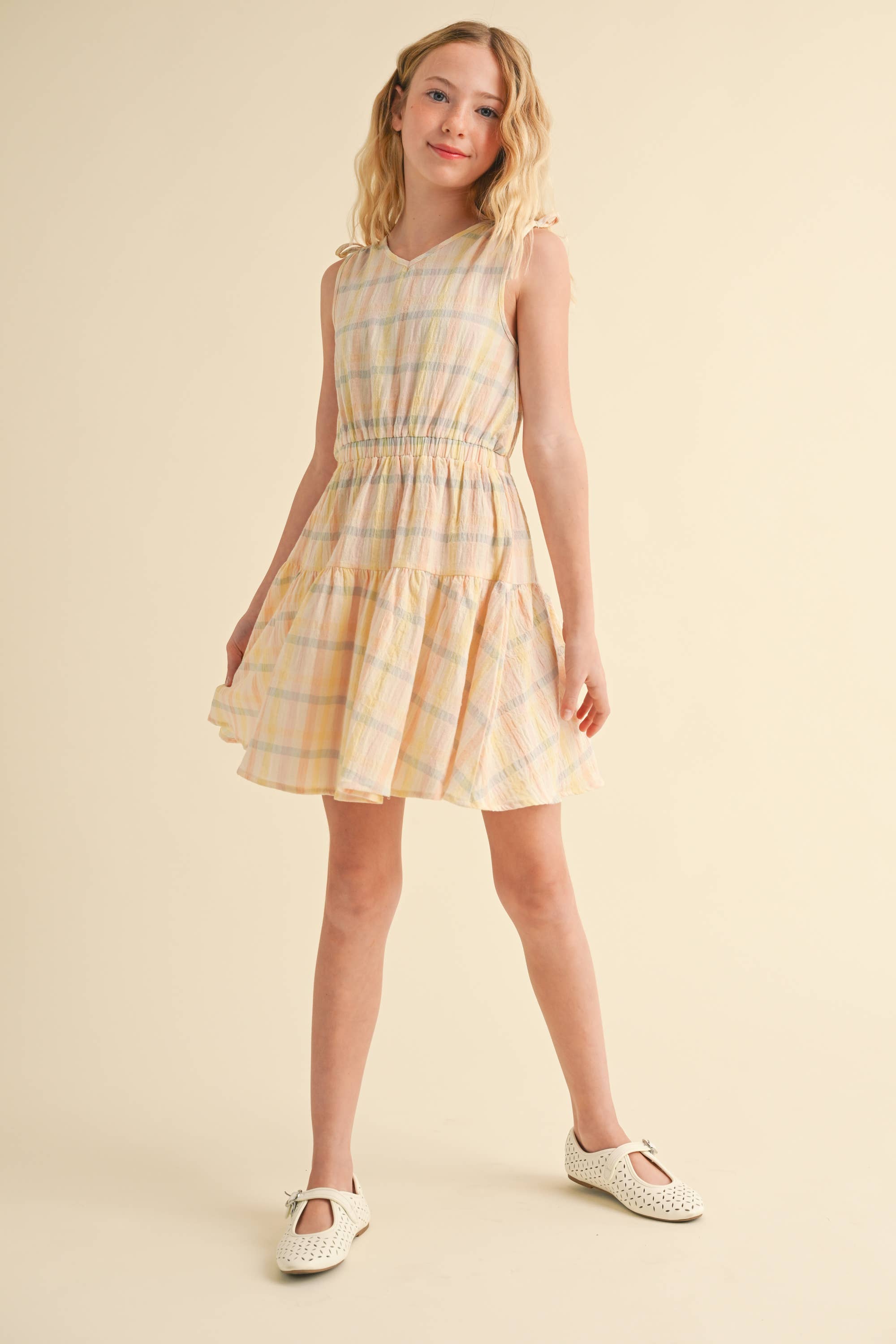 Heart and Arrow Girls Ruched Shoulder Sundress
