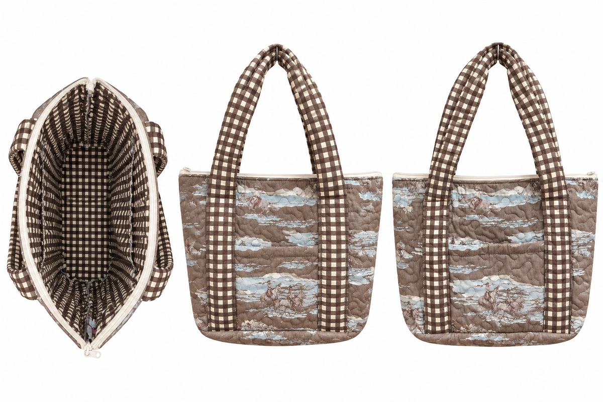Ida Mae Home Frontier Spirit Chocolate Zipper Tote