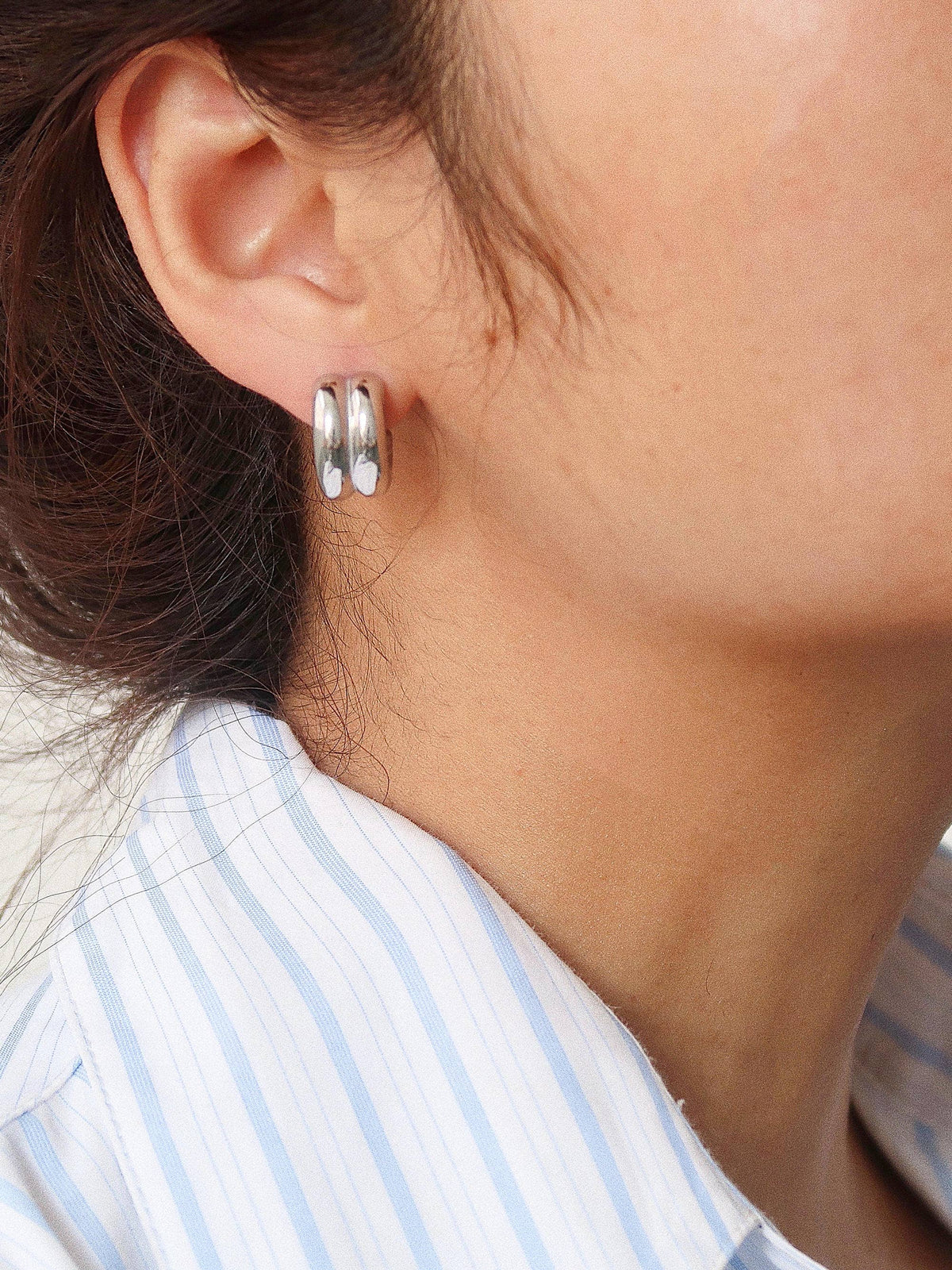 Flanerie Emma Non-Tarnish Double C-Hoop Earring