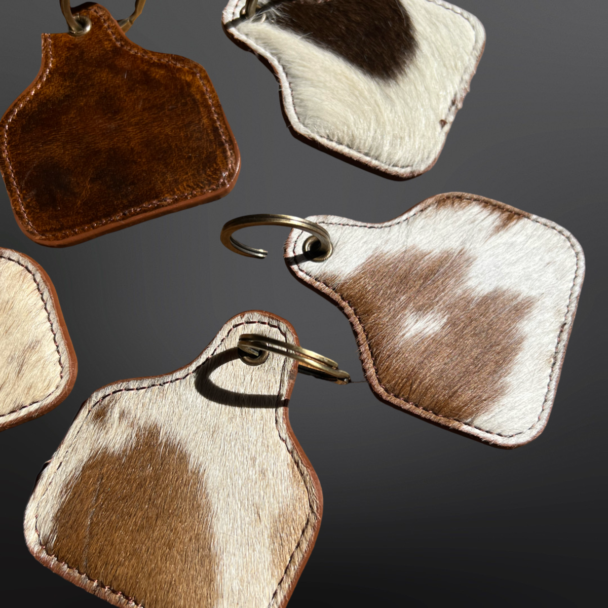 Westrian International Cow Tag Shaped Leather Cowhide Keychain