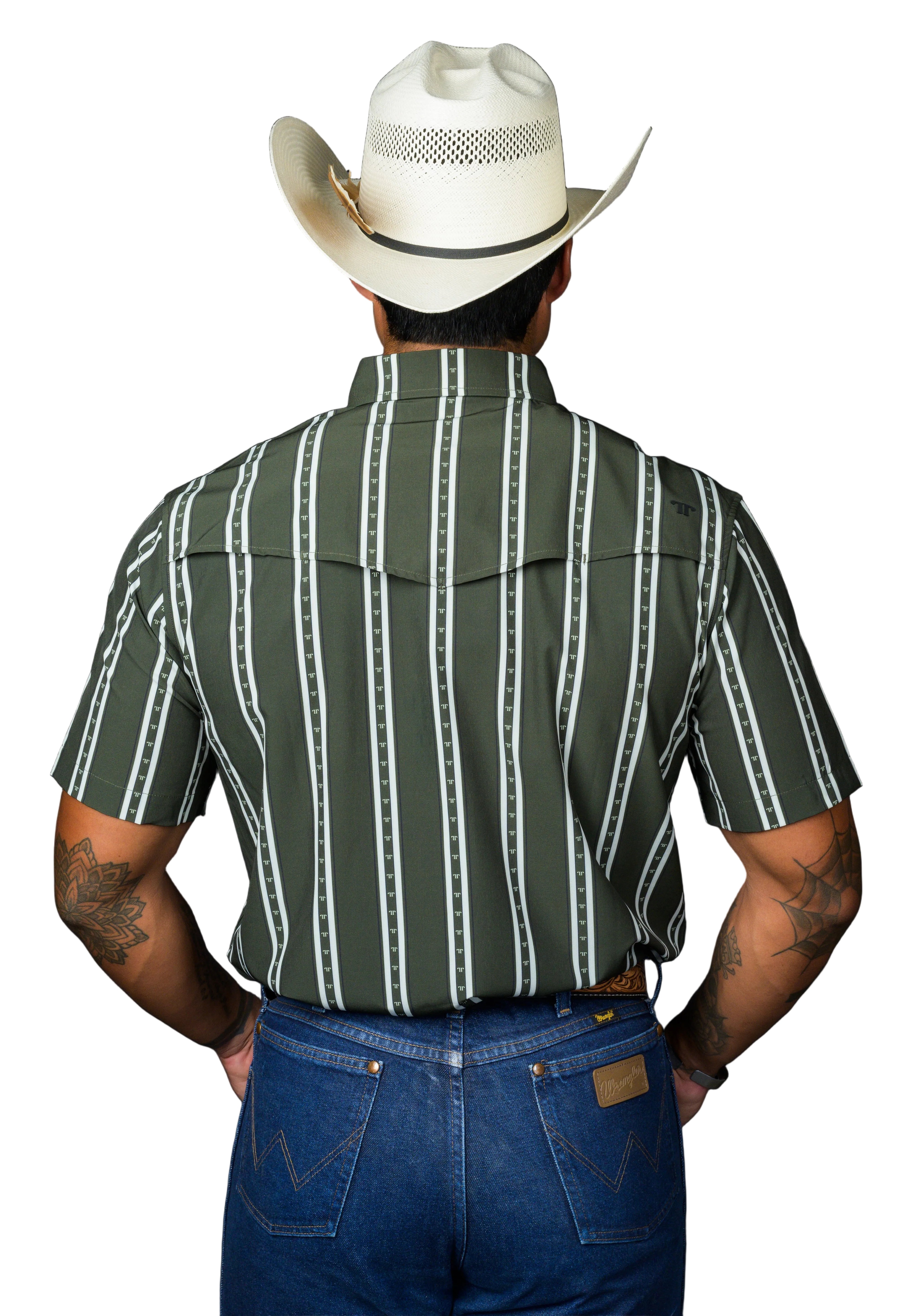 The Tucker in Green Short Sleeve Snap Ferrell Shirt
