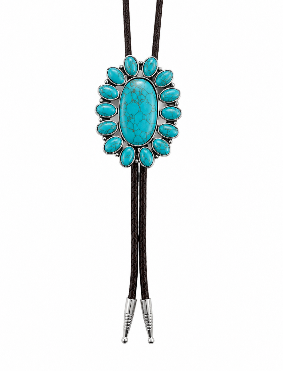 Large Turquoise Bolo Brown Rope