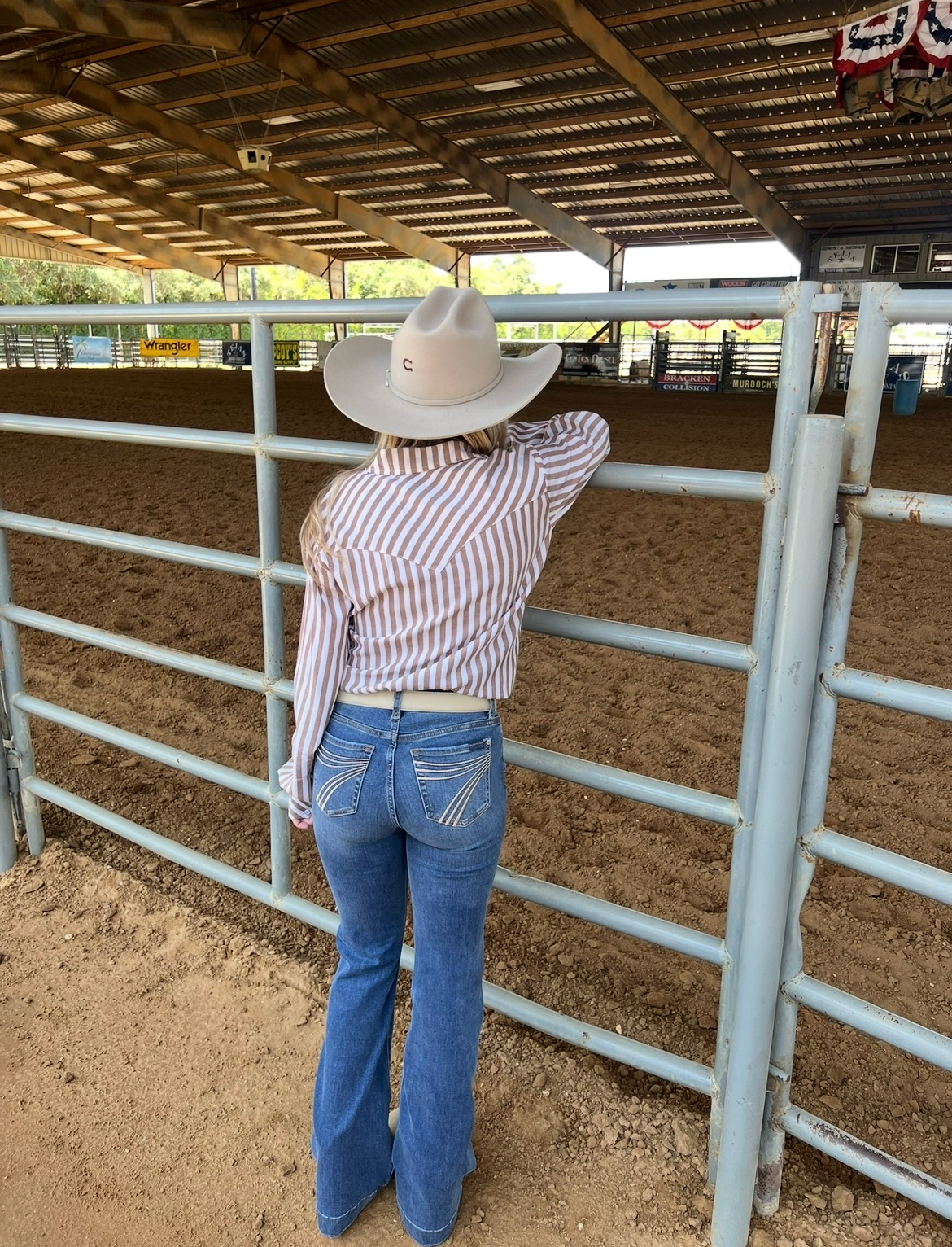 Howdy Hanny Pearl Snap Brown Stripe Long Sleeve
