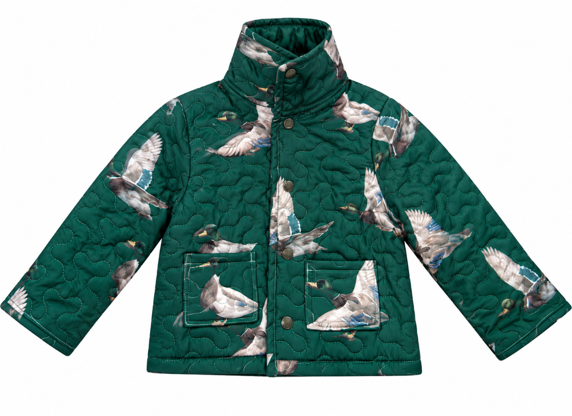 Ida Mae Home Kid Mallory Ducks Green Snap Jacket