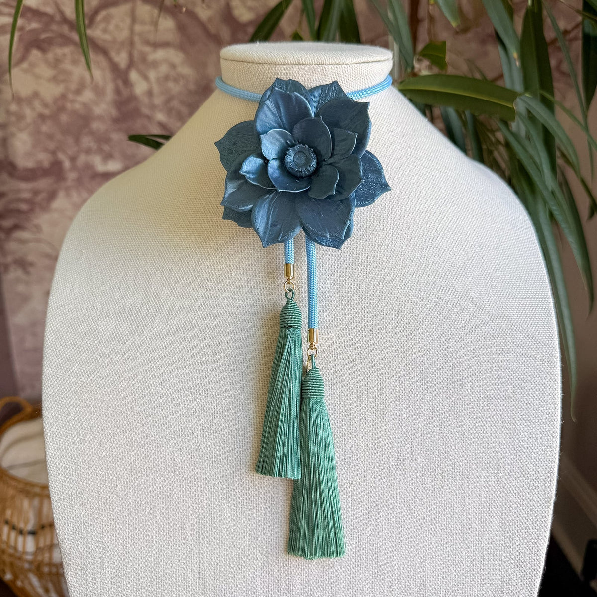 Rahya Lotus Flower Bolo Storm Blue with Baby Blue & Peacock Blue