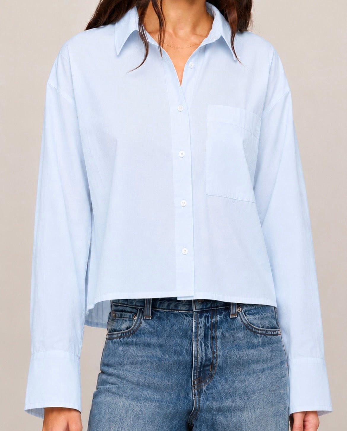 Z Supply Favorite Button Up Top Hamptons Blue