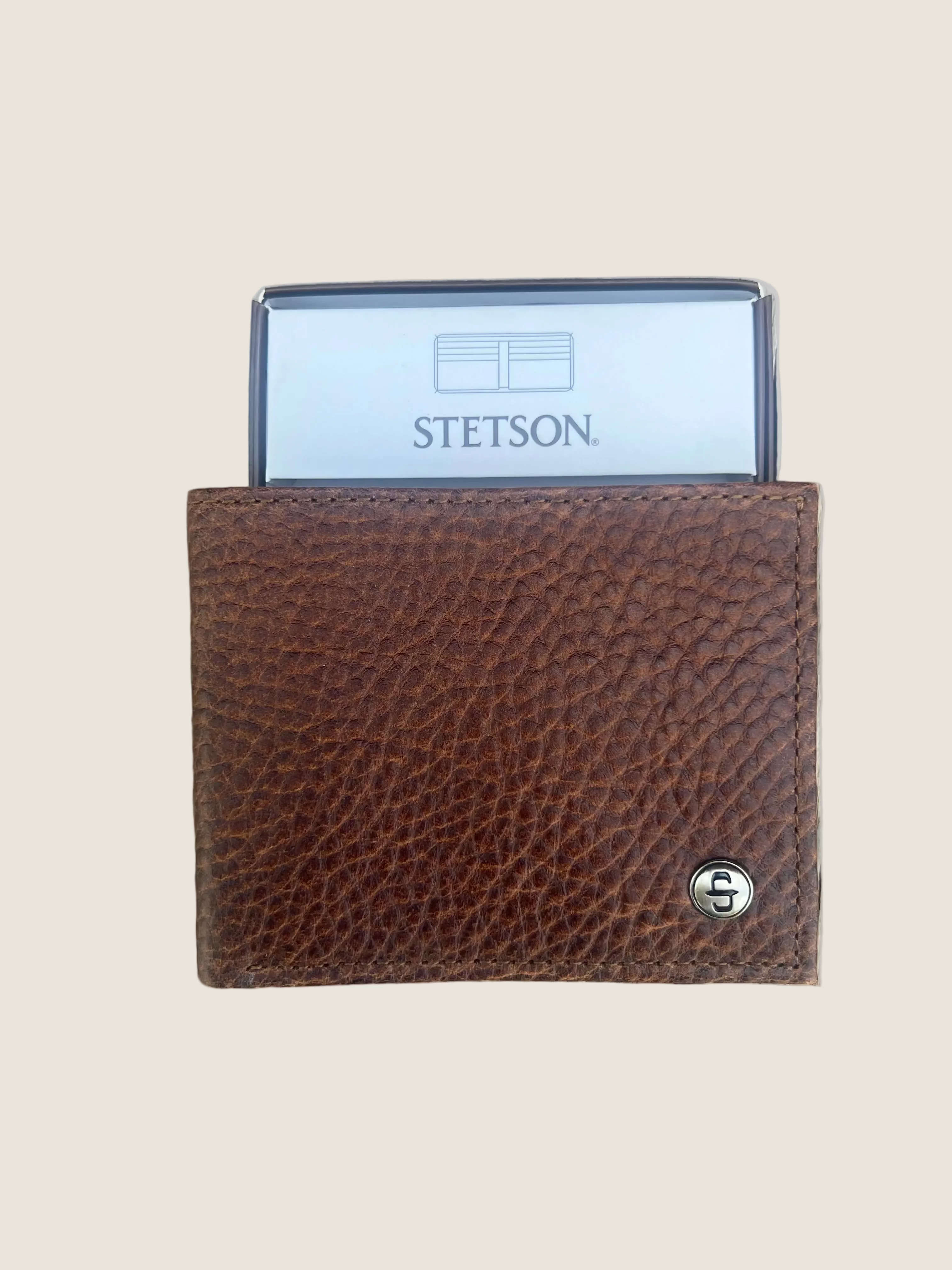 Stetson Men's Bi Fold Hazelnut Bison Wallet
