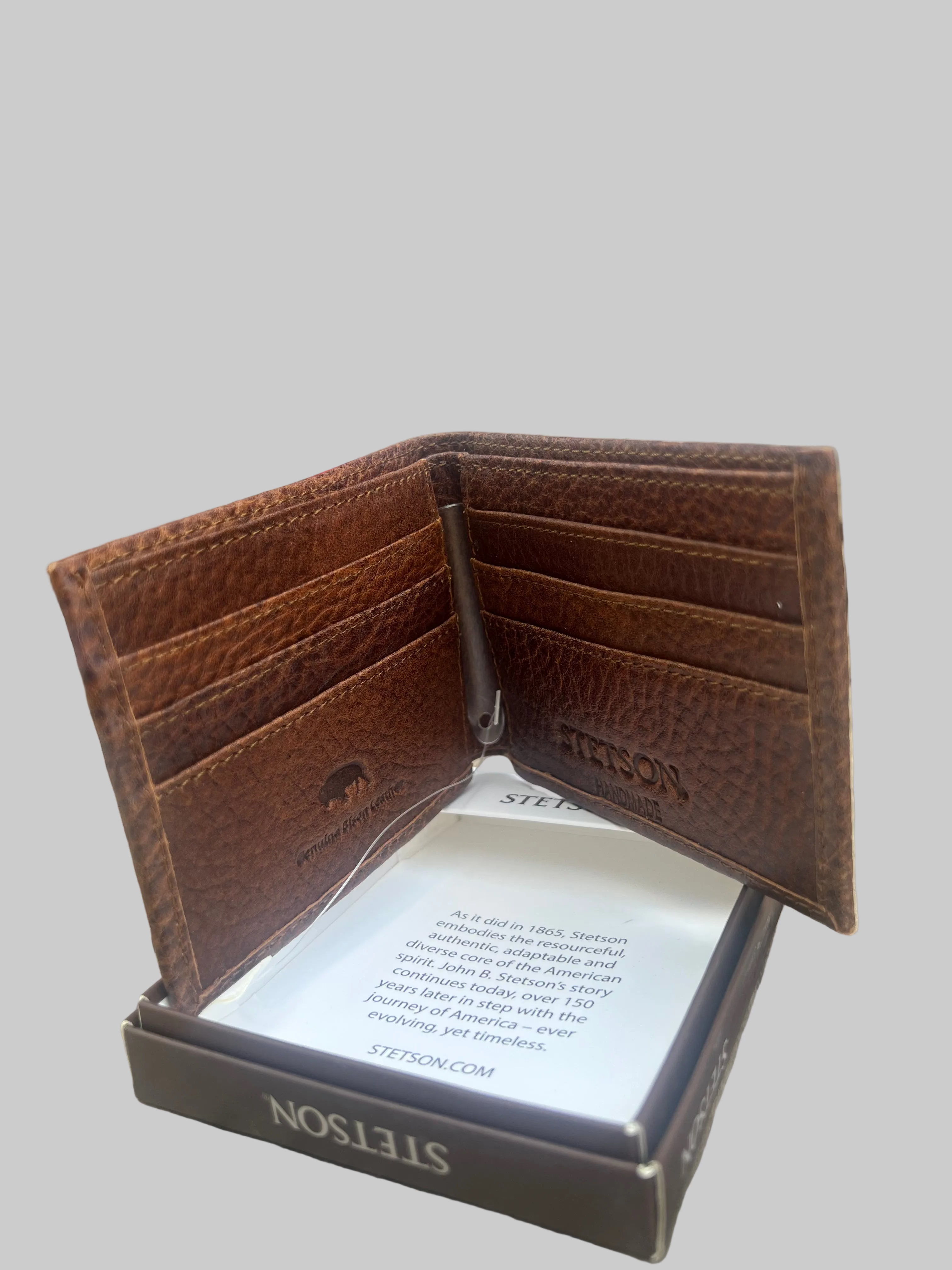 Men's Bi Fold Hazelnut Bison Stetson Wallet