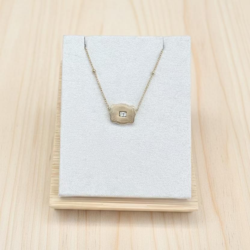 SpurWest Ultra Mini Belt Buckle Necklace (Initial) Gold