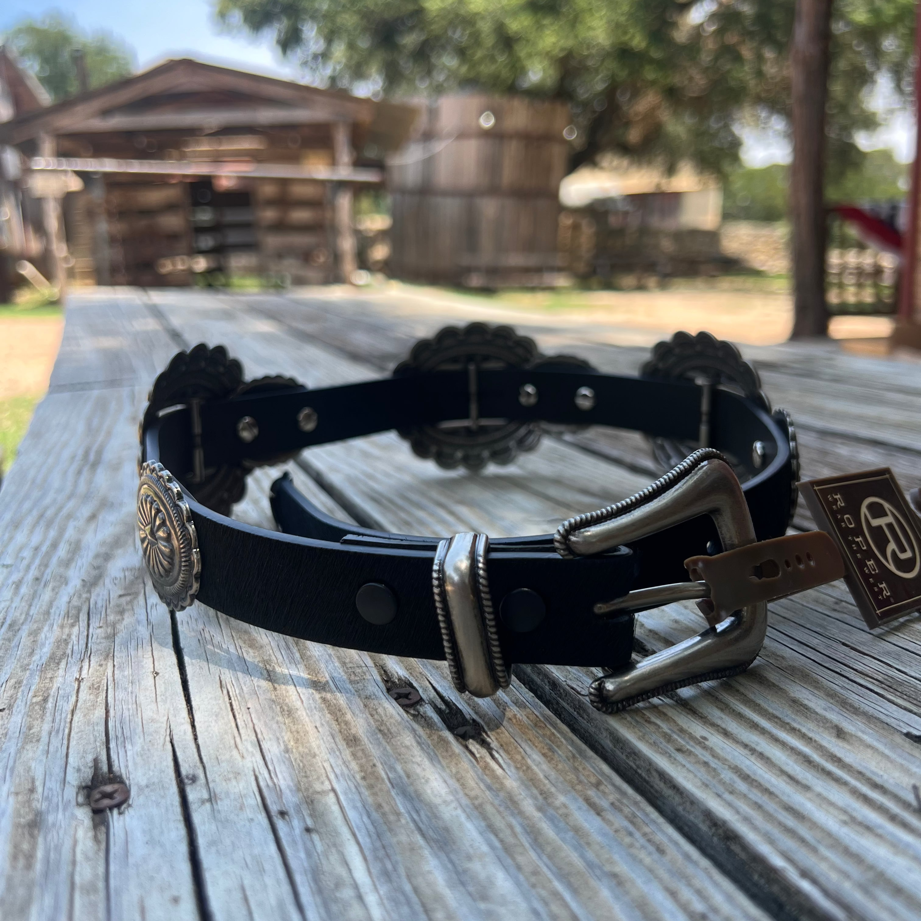 Roper Women's Western Conco Black Cowhide Belt