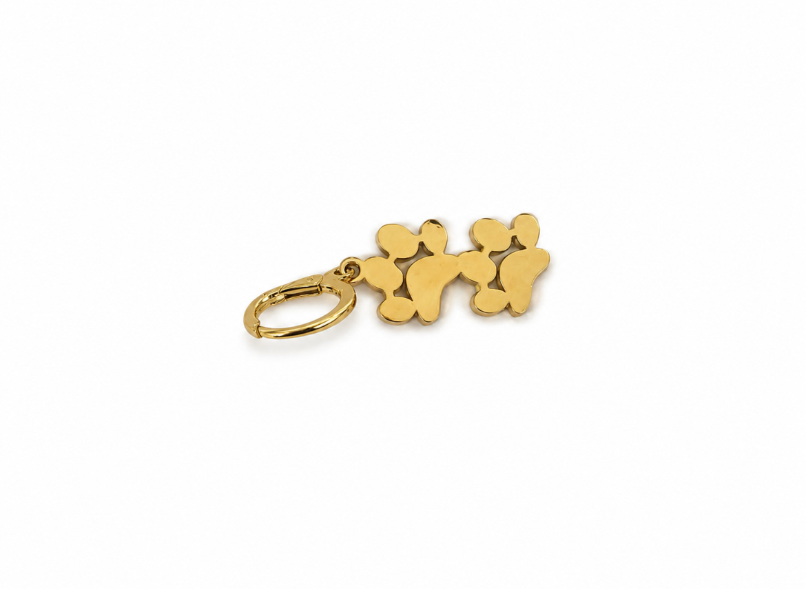 Gemelli Double Paw Print Gold Charm