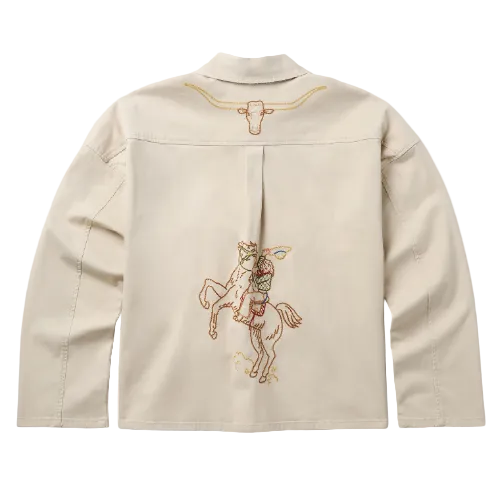 Ladies - Stetson Embroidered Khaki Button Up Jacket