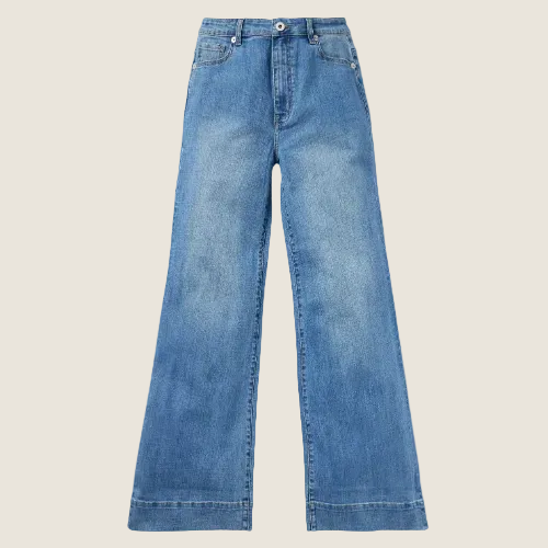 Stetson High Rise Wide Leg Fit Diagonal Pieced Back Pkt Med Wash
