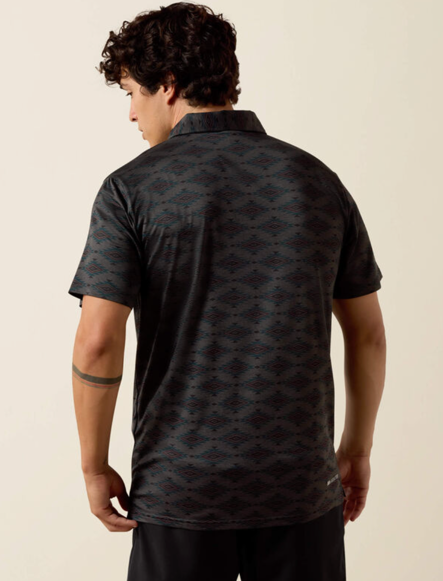 Ariat Men's All Over Print Heathered Fitted Polo