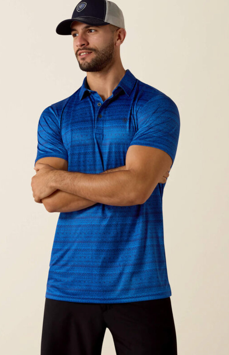 Ariat Men's All Over Print Heathered Fitted Polo