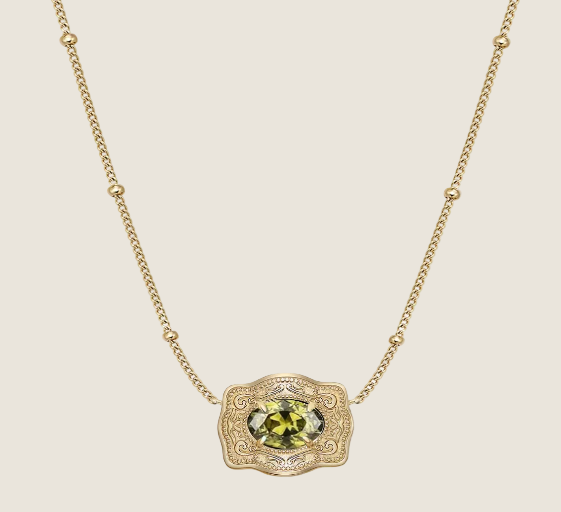 SpurWest ULTRA Mini Belt Buckle Necklace (Birthstone) Gold